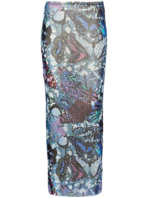 The Blue Butterfly pencil skirt by JEAN PAUL GAULTIER