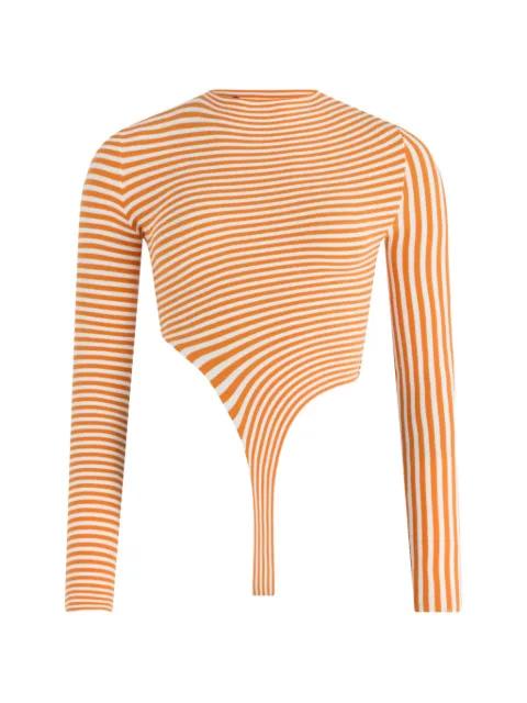 The Striped asymmetric bodysuit by JEAN PAUL GAULTIER