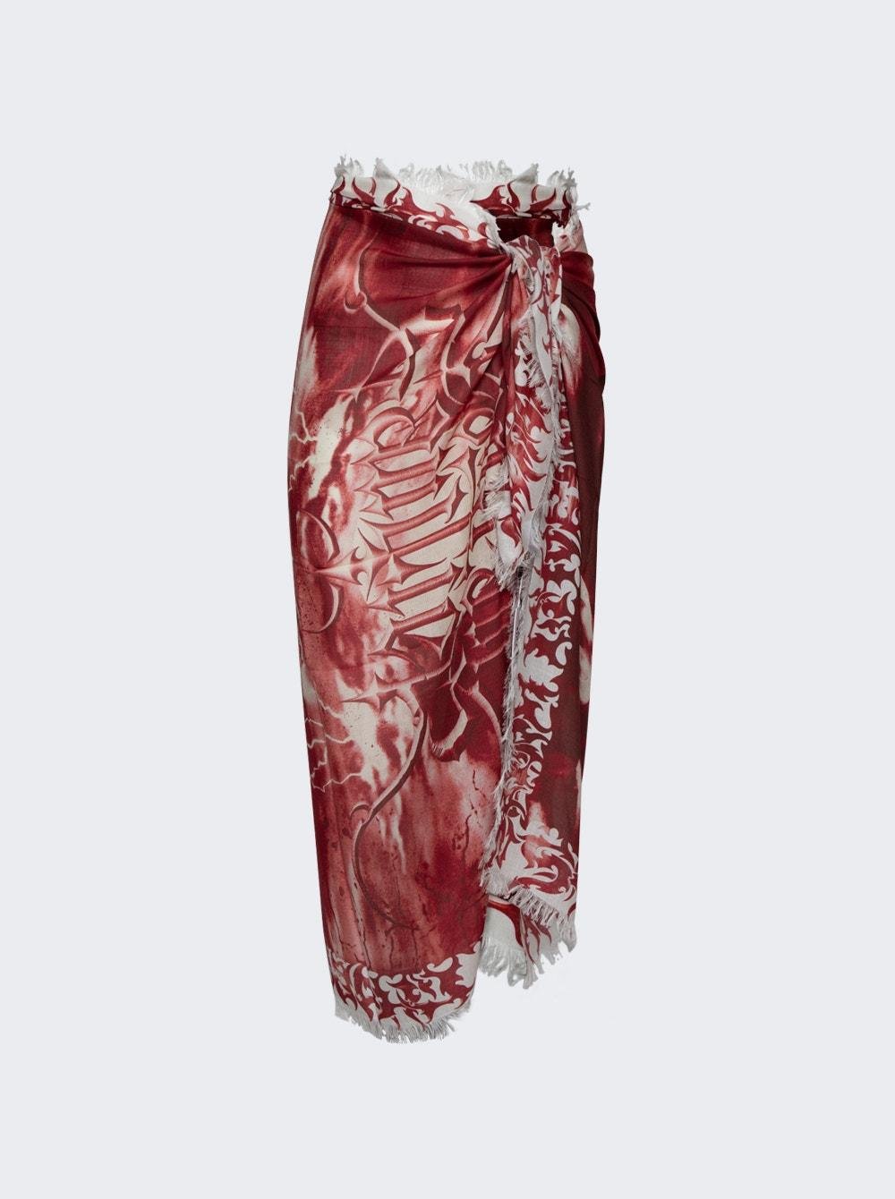 TrÈs Gaultier #1 Diablo Printed Pareo White And Red  | The Webster by JEAN PAUL GAULTIER
