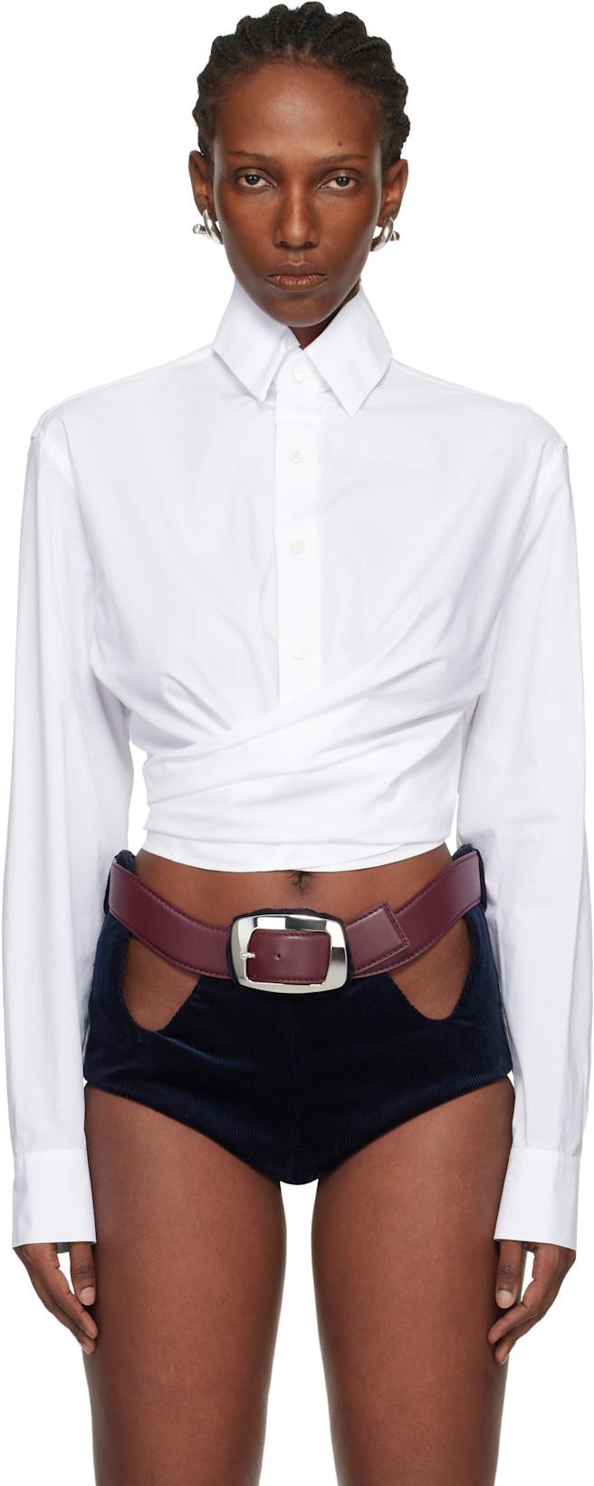 White 'The Cropped Cache-Coeur' Shirt by JEAN PAUL GAULTIER
