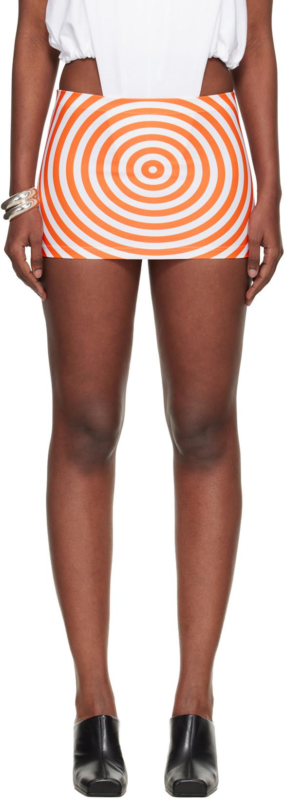 White & Orange 'The Target' Miniskirt by JEAN PAUL GAULTIER
