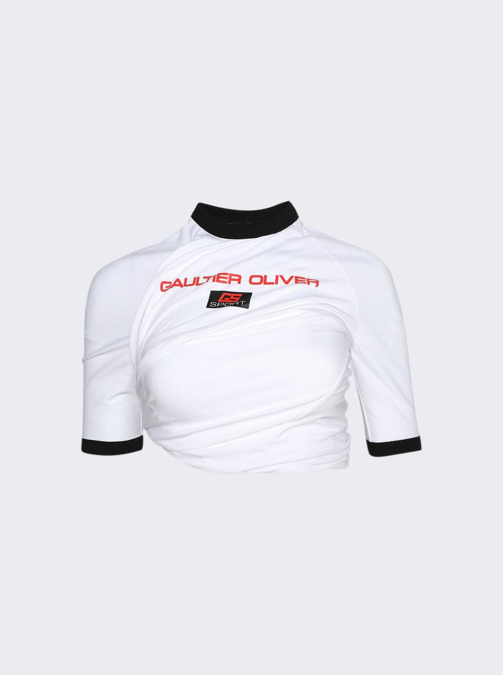 X Shayne Oliver Jersey Twisted Ringer Tee White  | The Webster by JEAN PAUL GAULTIER