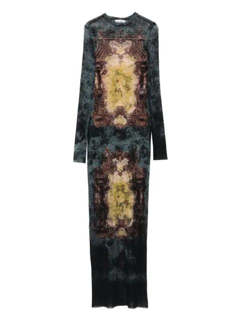 baroque-print long-sleeved maxi dress by JEAN PAUL GAULTIER