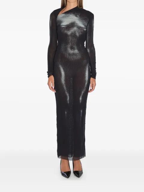 body dust print asymmetric-neck maxi dress by JEAN PAUL GAULTIER