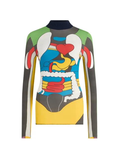 body map print long-sleeved top by JEAN PAUL GAULTIER