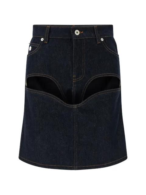 cuts denim mini skirt by JEAN PAUL GAULTIER