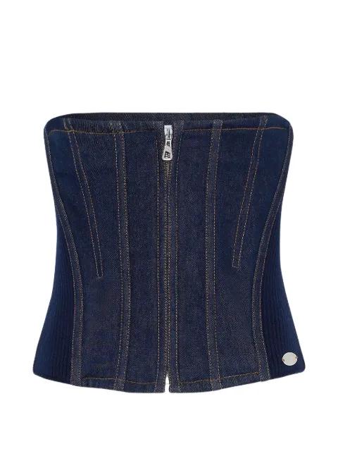 denim zip corset top by JEAN PAUL GAULTIER