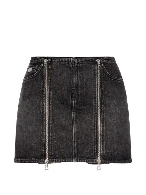 denim zipped mini skirt by JEAN PAUL GAULTIER