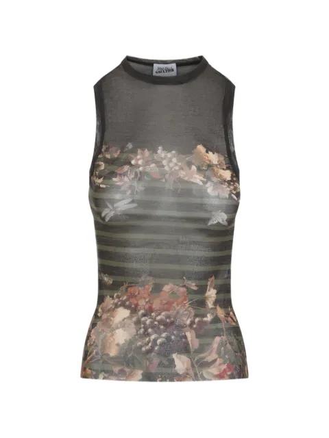floral-print stripe top by JEAN PAUL GAULTIER