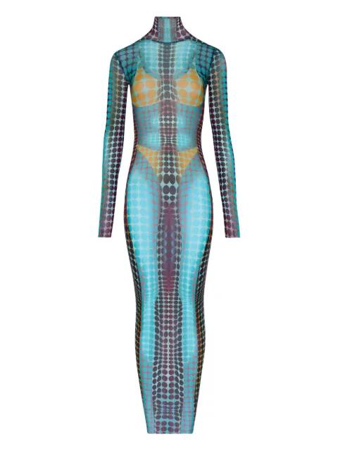 long-sleeve dots maxi dress by JEAN PAUL GAULTIER