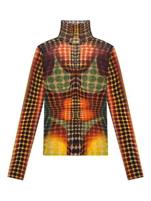long-sleeve dots mesh top by JEAN PAUL GAULTIER