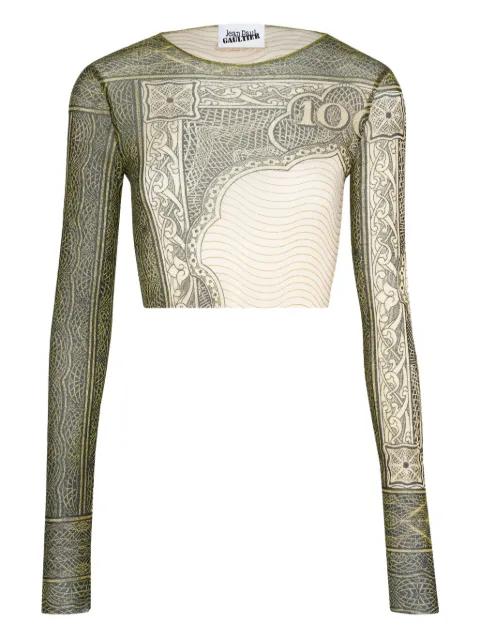 long-sleeves printed crop top by JEAN PAUL GAULTIER