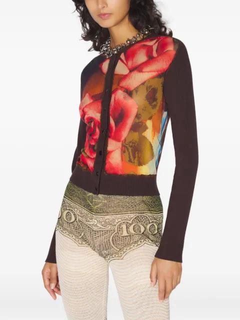 rose-print buttoned cardigan by JEAN PAUL GAULTIER