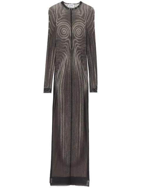 spiral-print mesh maxi dress by JEAN PAUL GAULTIER