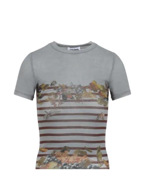 striped floral-print T-shirt by JEAN PAUL GAULTIER