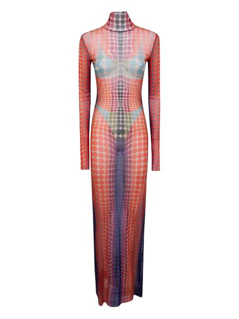 turtleneck polka-dot maxi dress by JEAN PAUL GAULTIER
