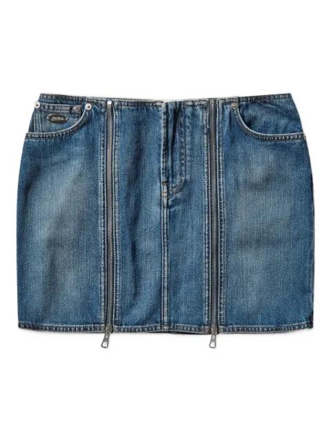 two-zip detail denim mini skirt by JEAN PAUL GAULTIER