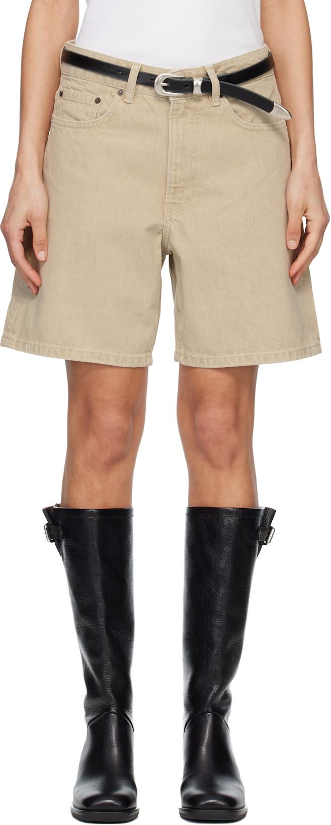 Beige Belem Denim Shorts by JEANERICA