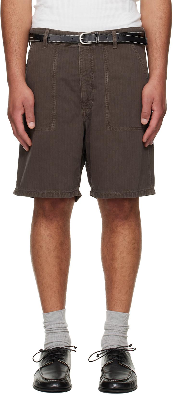 Brown Genua Worker Chino Shorts by JEANERICA