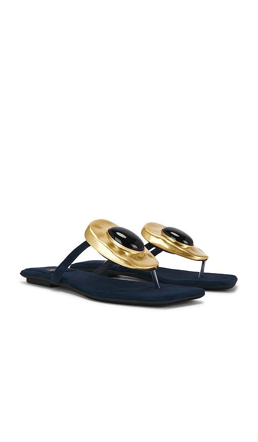 Jeffrey Campbell Bazaar Flat Sandal in Navy by JEFFREY CAMPBELL