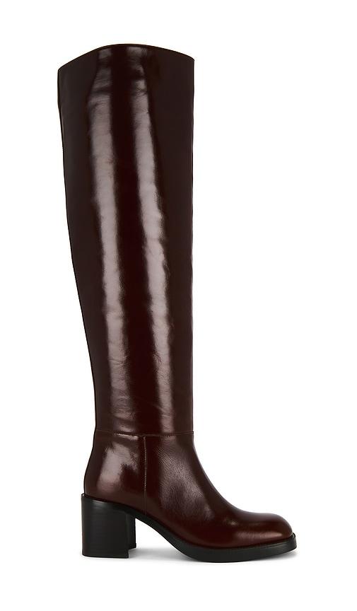 Jeffrey Campbell Vinyl Over The Knee Boot in Cognac by JEFFREY CAMPBELL