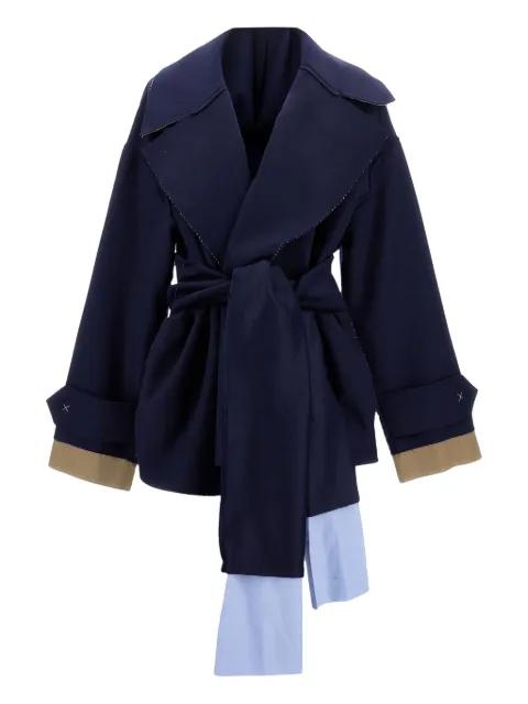 belted-wrap coat by JEJIA