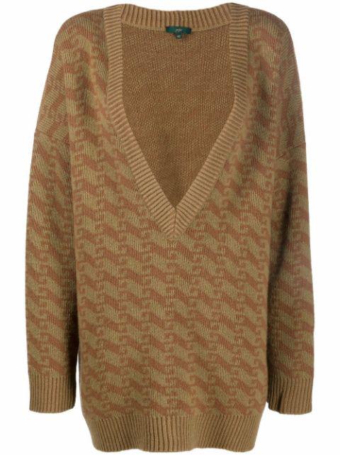jacquard V-neck knitted jumper by JEJIA