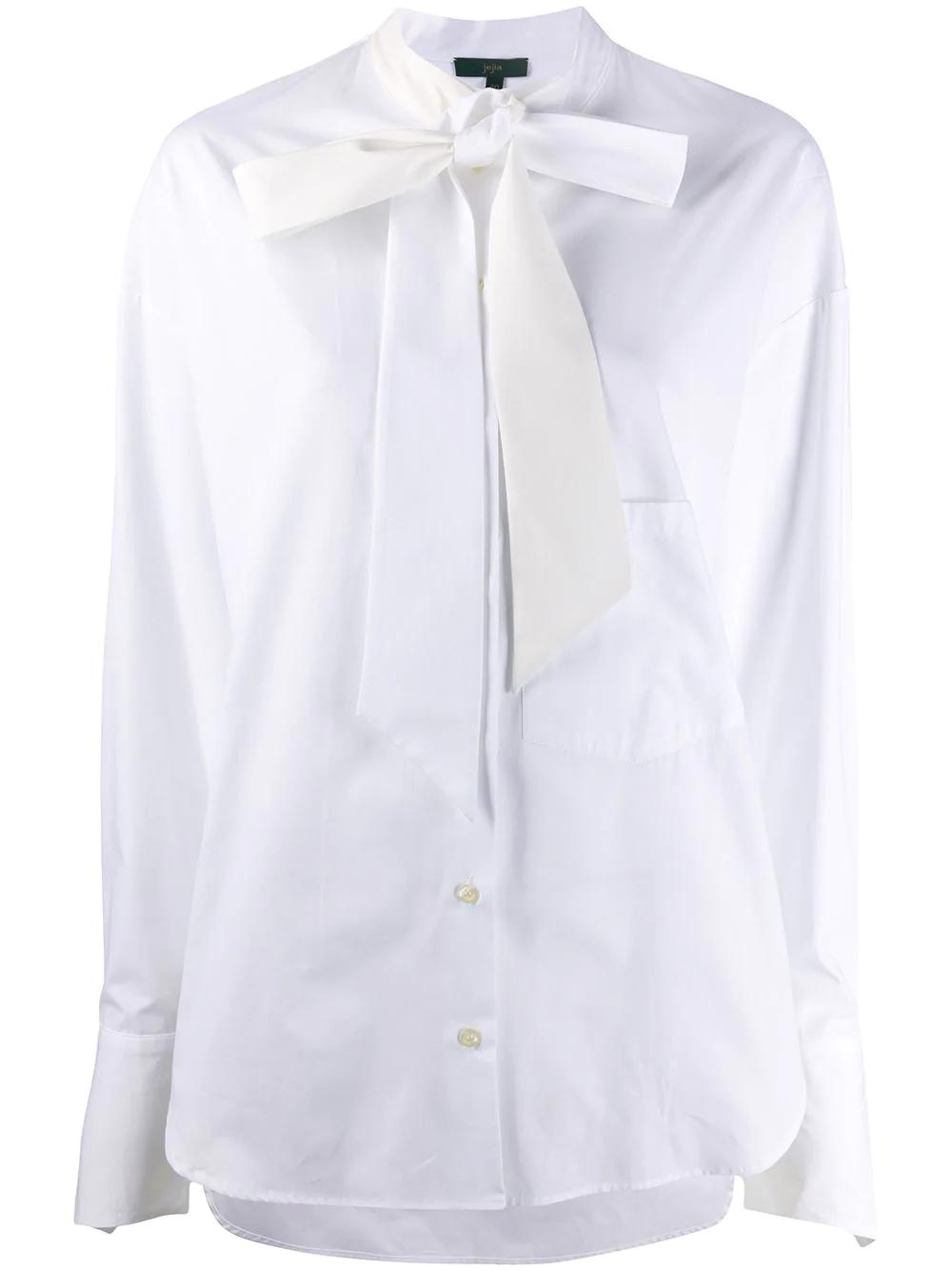 pussy-bow long sleeve silk blouse by JEJIA
