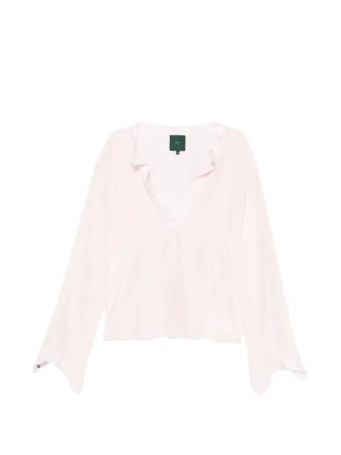 satin V-neck blouse by JEJIA
