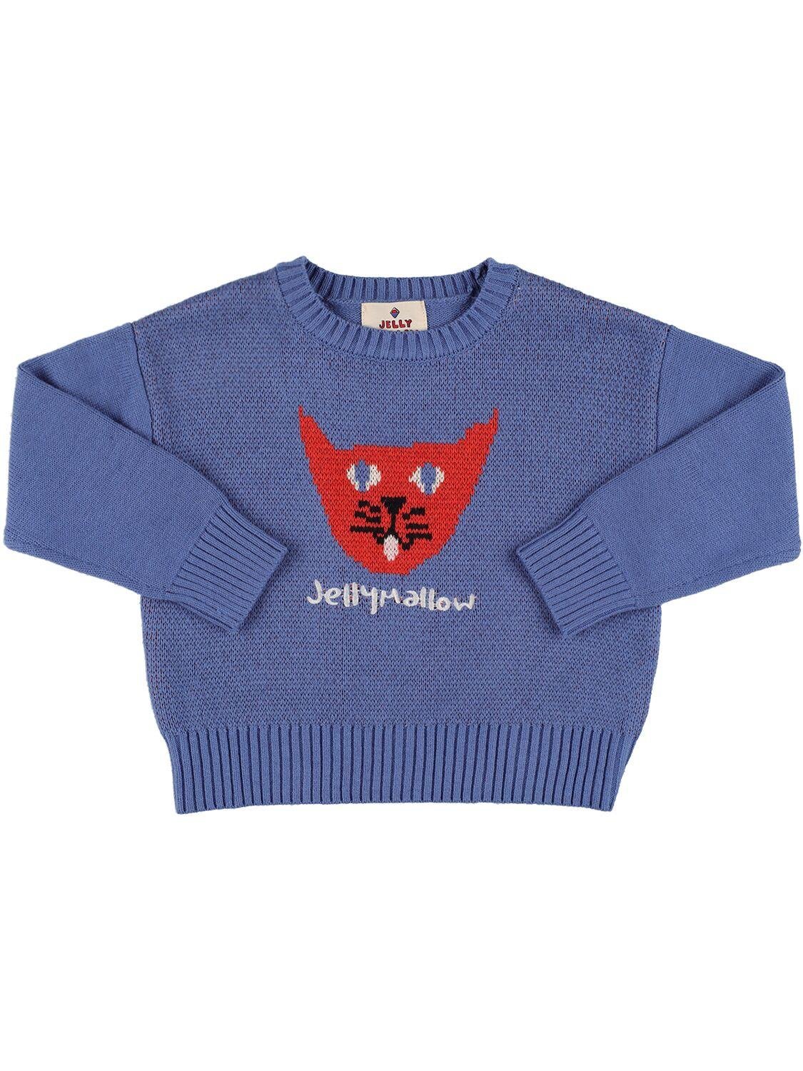 Cat Intarsia Wool Blend Sweater by JELLYMALLOW