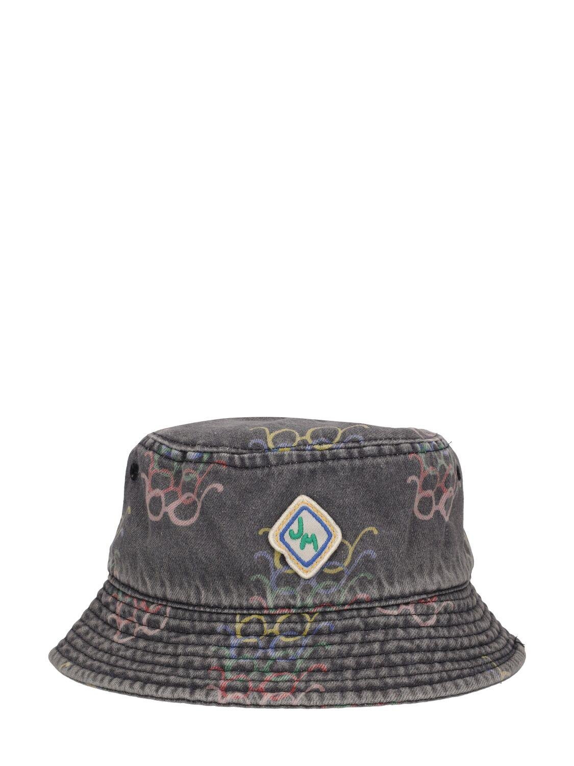 Printed Cotton Denim Bucket Hat by JELLYMALLOW