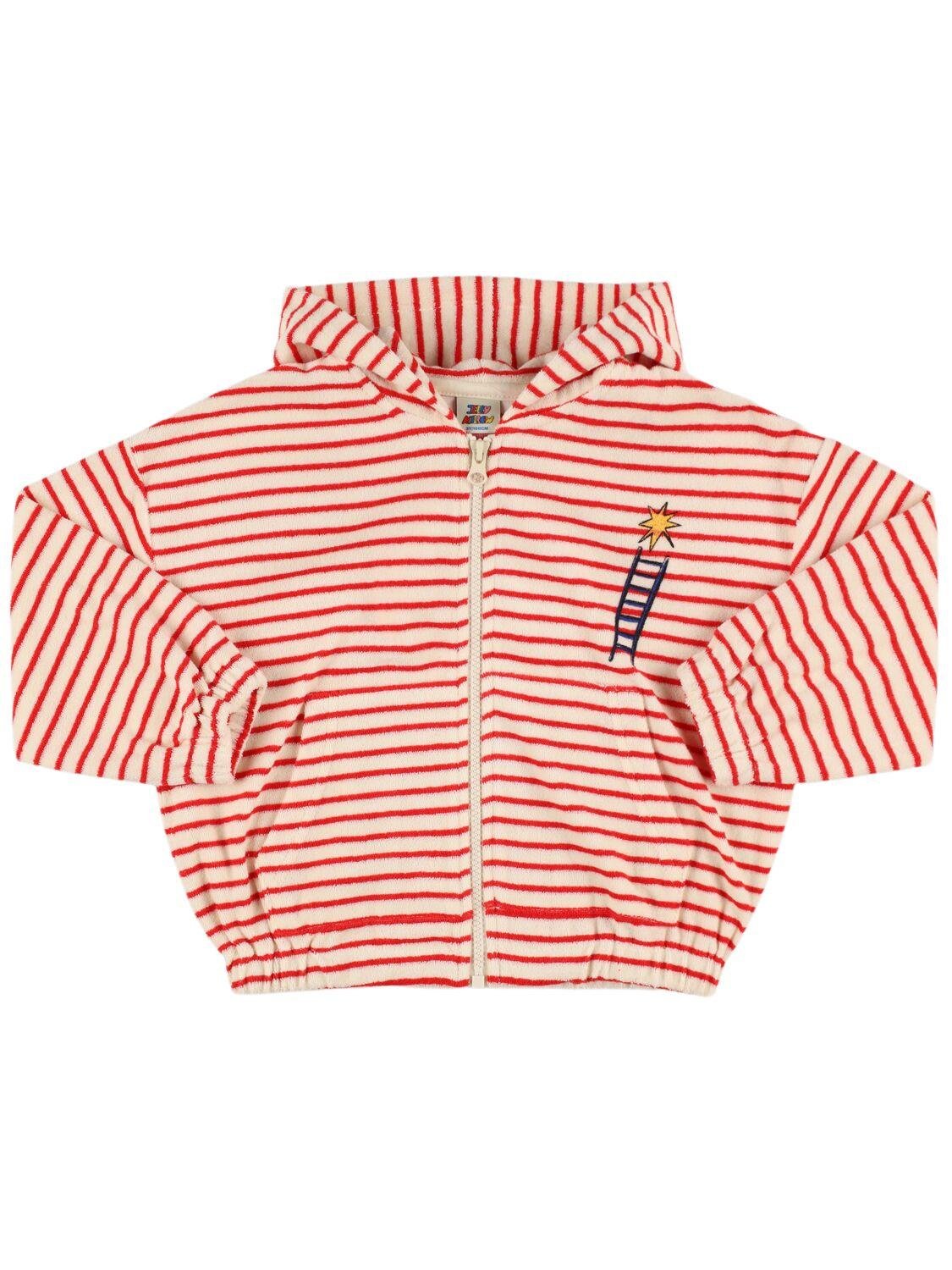 Striped Cotton Blend Zip Hoodie by JELLYMALLOW