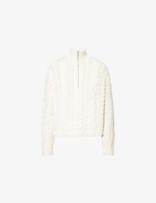 Cable-Knit Half-Zip Cotton Jumper by JENNI KAYNE