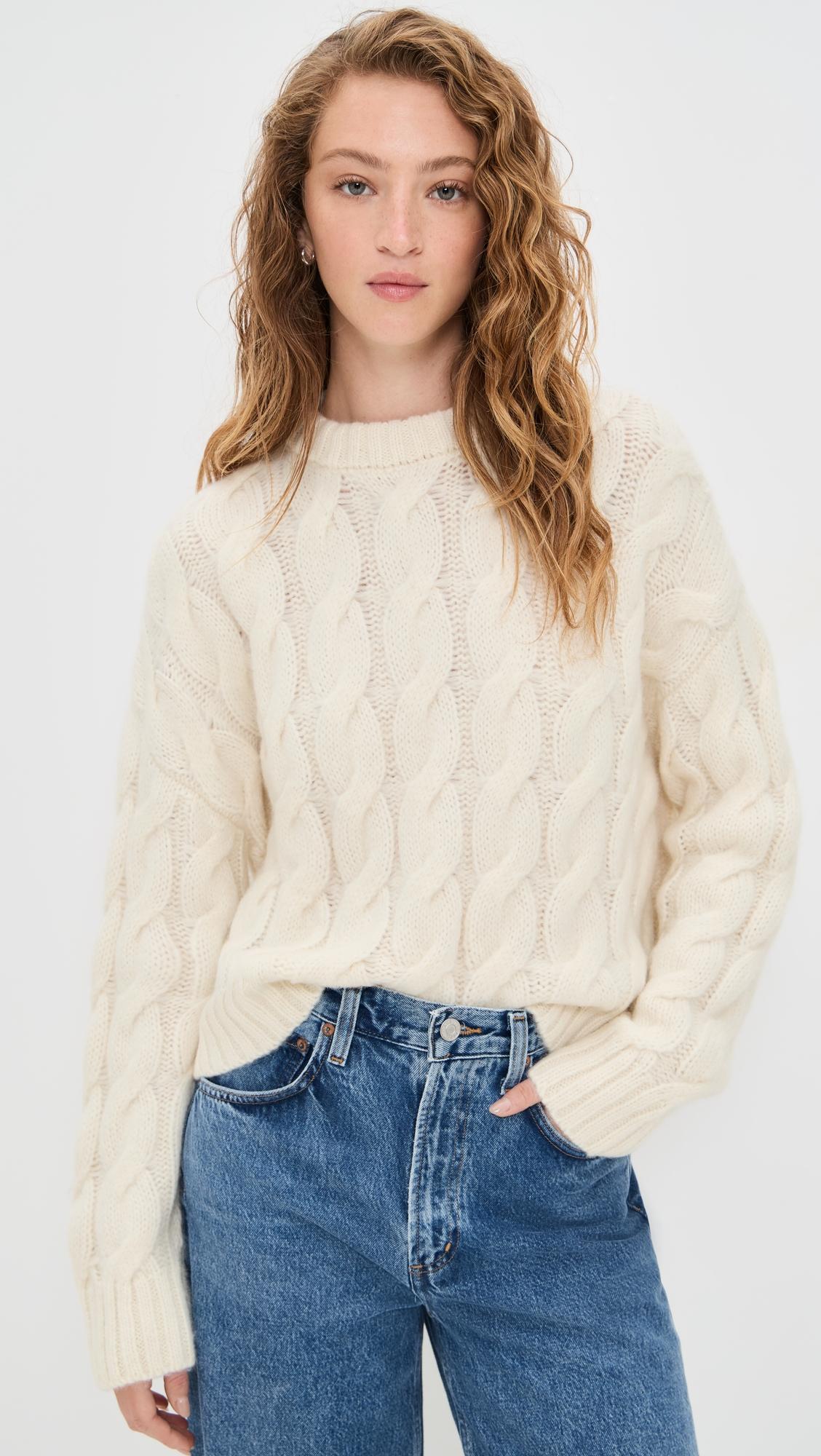 Cable Serena Crew Neck Pullover by JENNI KAYNE