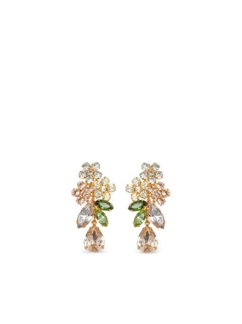 18kt gold plated Bouquet crystal drop earrings by JENNIFER BEHR