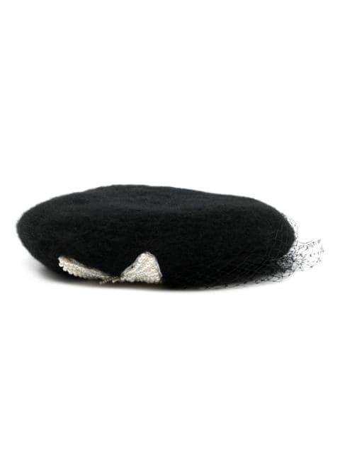 Gretchen Voilette wool beret by JENNIFER BEHR