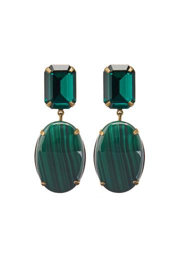Xiomara malachite 18kt gold-plated drop earrings by JENNIFER BEHR