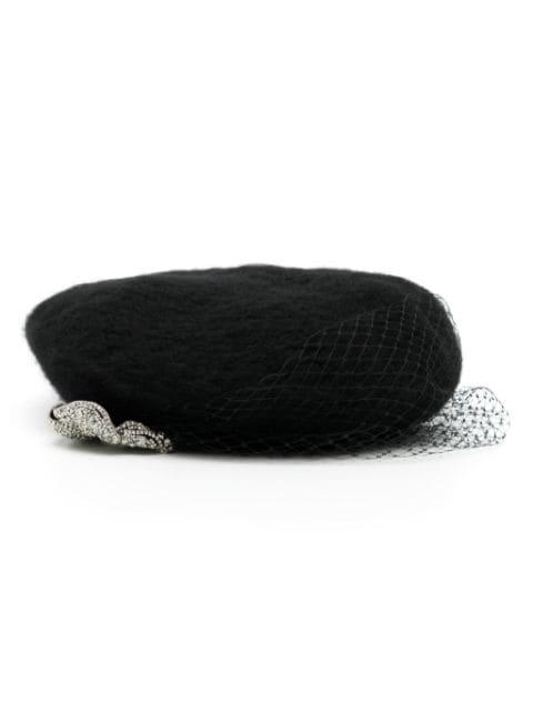 crystal-embellished voilette beret by JENNIFER BEHR