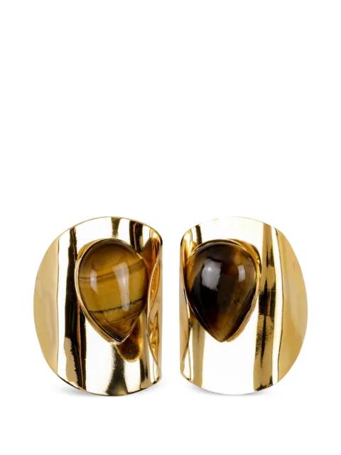 keziah tigers eye plated earrings by JENNIFER BEHR