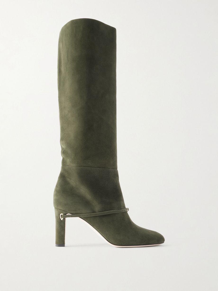 Samuele 85 buckled suede knee boots by JENNIFER CHAMANDI
