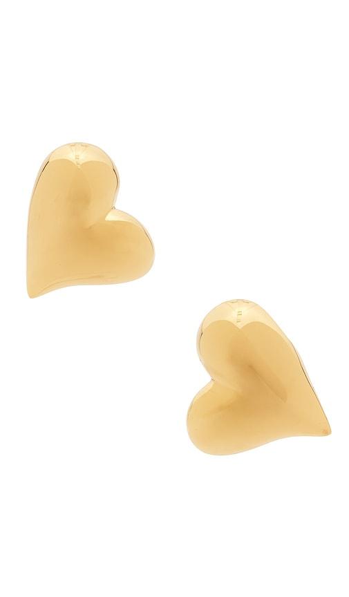 Jenny Bird Art Heart Symmetrical Button Earrings in Metallic Gold by JENNY BIRD