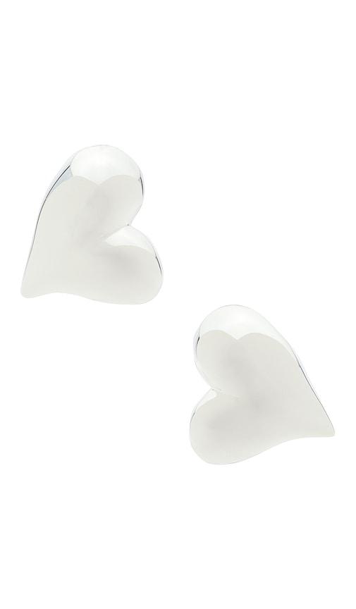 Jenny Bird Art Heart Symmetrical Button Earrings in Metallic Silver by JENNY BIRD
