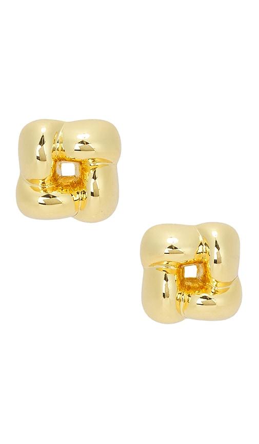 Jenny Bird Mini Woven Square Earrings in Metallic Gold by JENNY BIRD