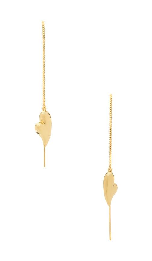 Jenny Bird Puffy Heart Threaders Earrings in Metallic Gold by JENNY BIRD