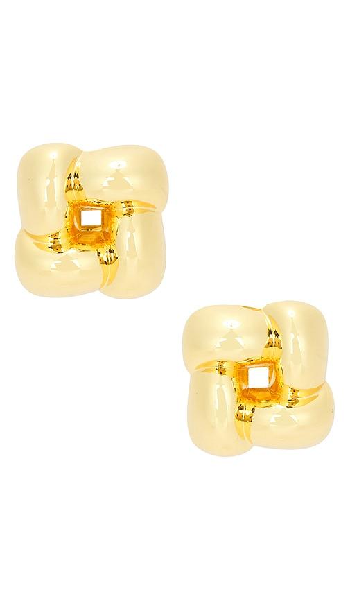 Jenny Bird Small Woven Square Earrings in Metallic Gold by JENNY BIRD