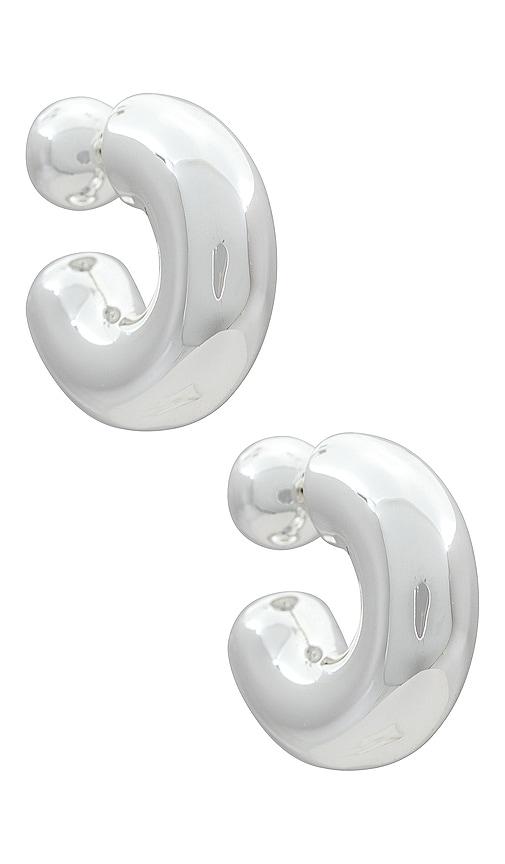 Jenny Bird Tome Large Hoops in Metallic Silver by JENNY BIRD