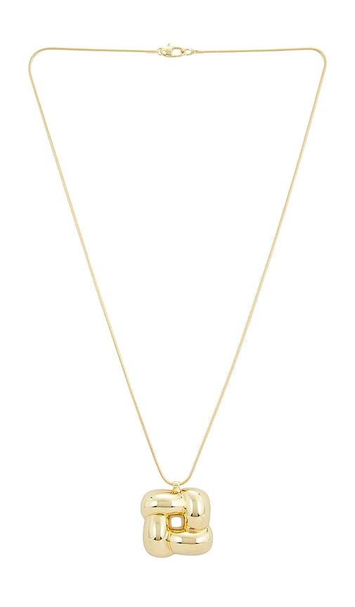 Jenny Bird Woven Square Pendant Necklace in Metallic Gold by JENNY BIRD