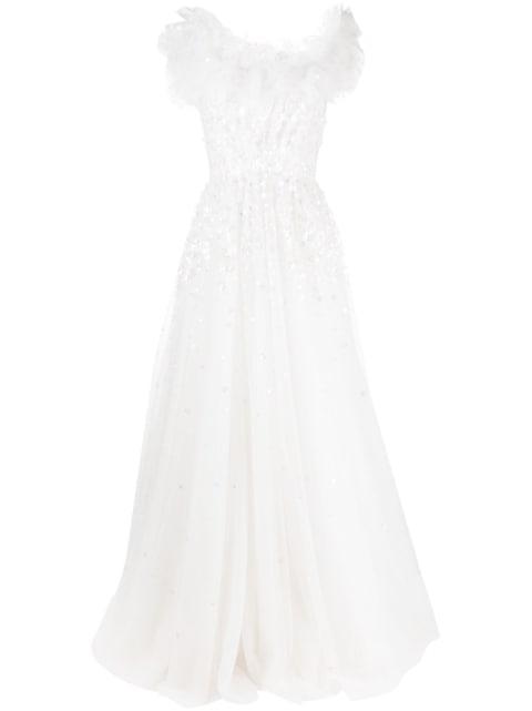 Angel Eyes flared maxi dress by JENNY PACKHAM
