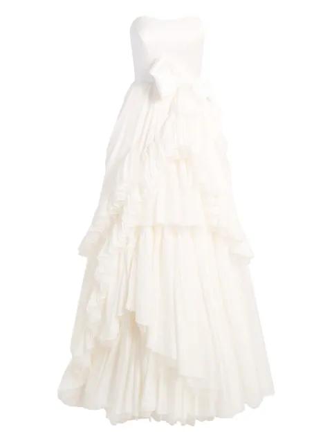 Antonia ruffled bow dress by JENNY PACKHAM