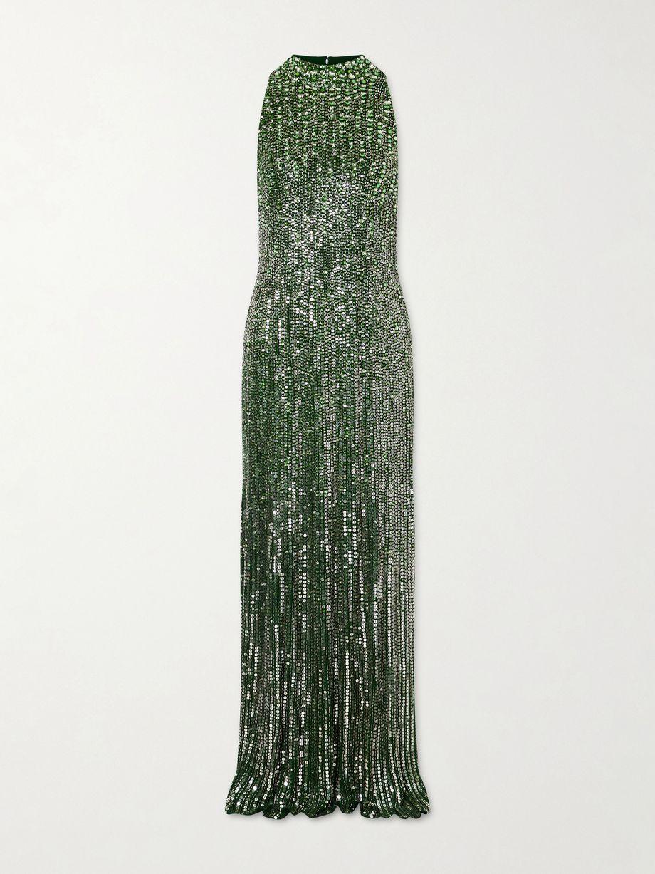 Benue sequined mesh halterneck gown by JENNY PACKHAM